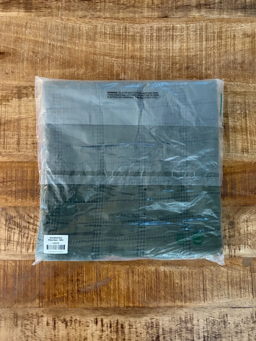 NEW Schoolhouse Grid Stitch Euro Pillow Cover Alder Green